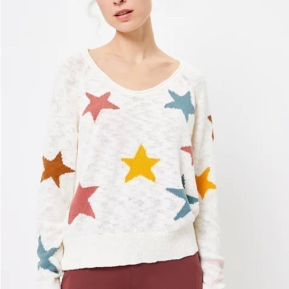 Lou & Grey Multicolor Intarsia Star Sweater Small